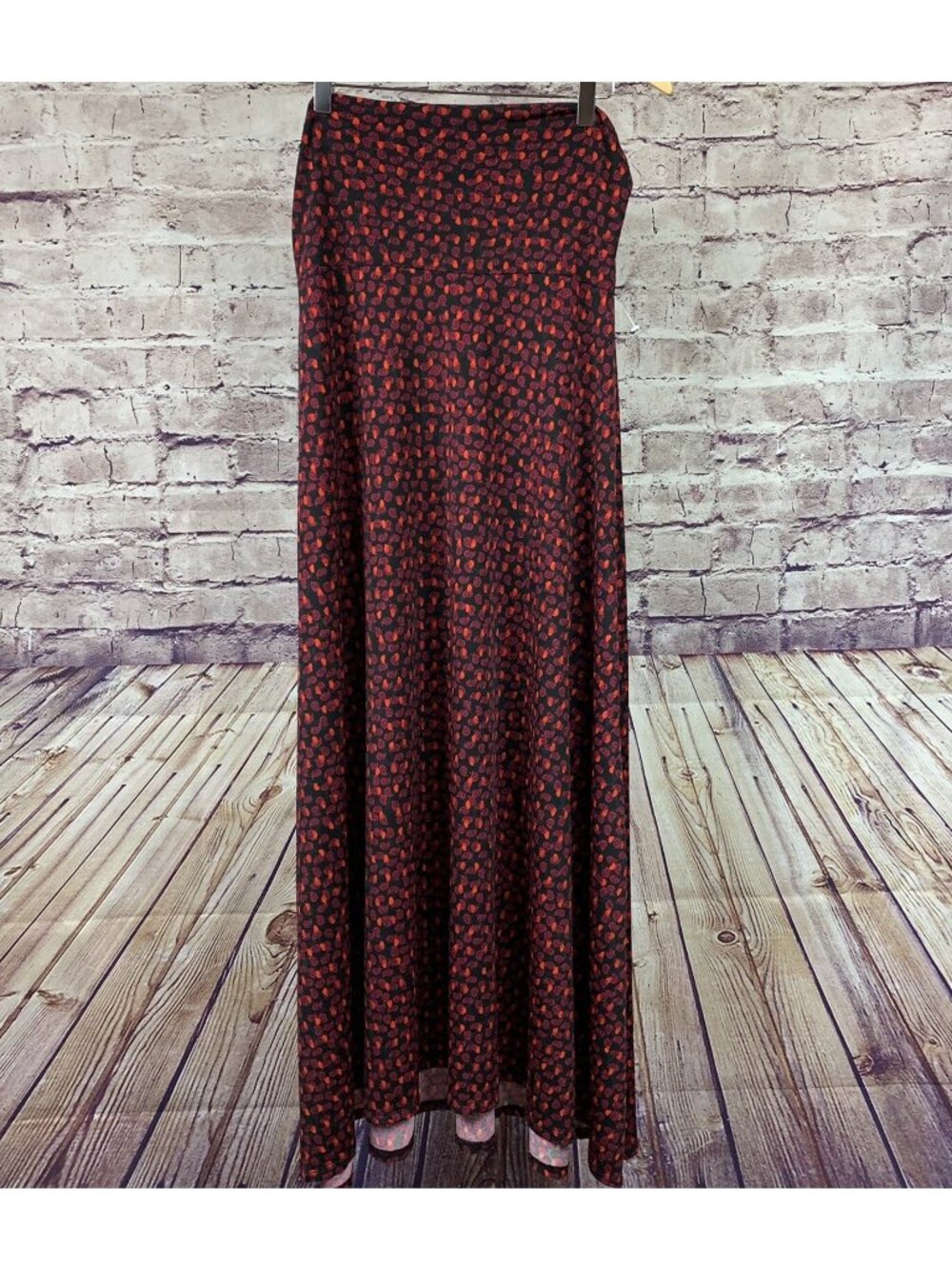 LuLaRoe Red Black Paisley Print Pull On Maxi Skirt